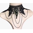 thumbnail image 4 of Collar de encaje gótico, cadena de clavícula, gargantilla femenina, collar sencillo, accesorios punk negros, collar, banda para el cuello, 4 of 6