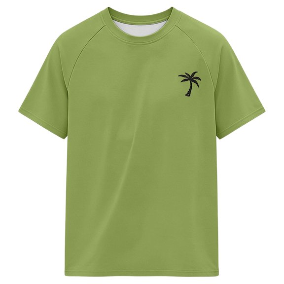 FASHOFT Palm Trees Graphic Tees for Women Summer Vacation Hawaiian Shirts Short Sleeve Crewneck T-shirt Army Green L