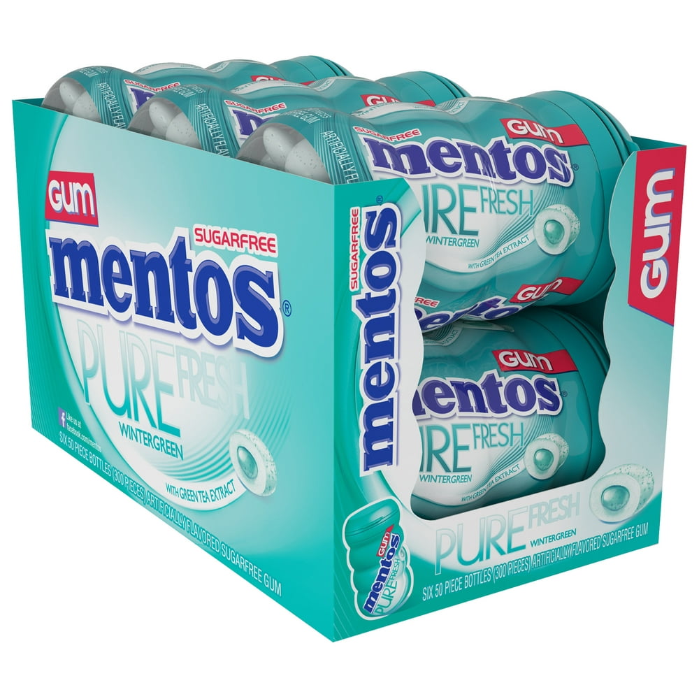 Mentos Pure Fresh Wintergreen Gum, 50 Piece, 6 Count
