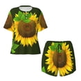 thumbnail image 4 of Naloa Sunflower3 Women's Short-Sleeved Pajama Set, Loungewear, Summer pajamas, Breathable Cozy - Large, 4 of 9