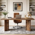 thumbnail image 2 of 63 Inch Farmhouse Executive Desk Vintage Computer Desk Large Wood Writing Desk Conference Table Workstation For Home Office Study (Distressed Brown), 2 of 7