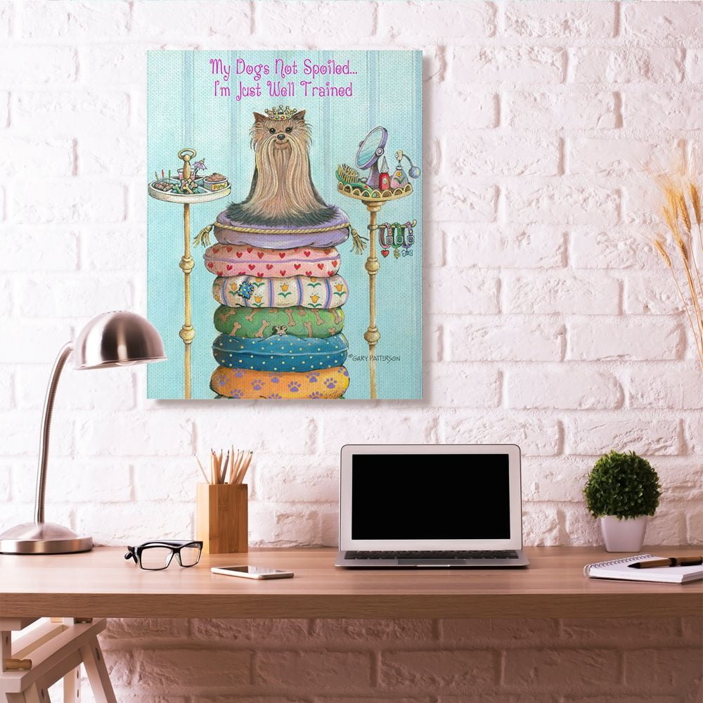 Not Spoiled Well Trained Funny Cartoon Pet Dog Design Super Oversized Stretched Canvas Wall Art by Gary Patterson