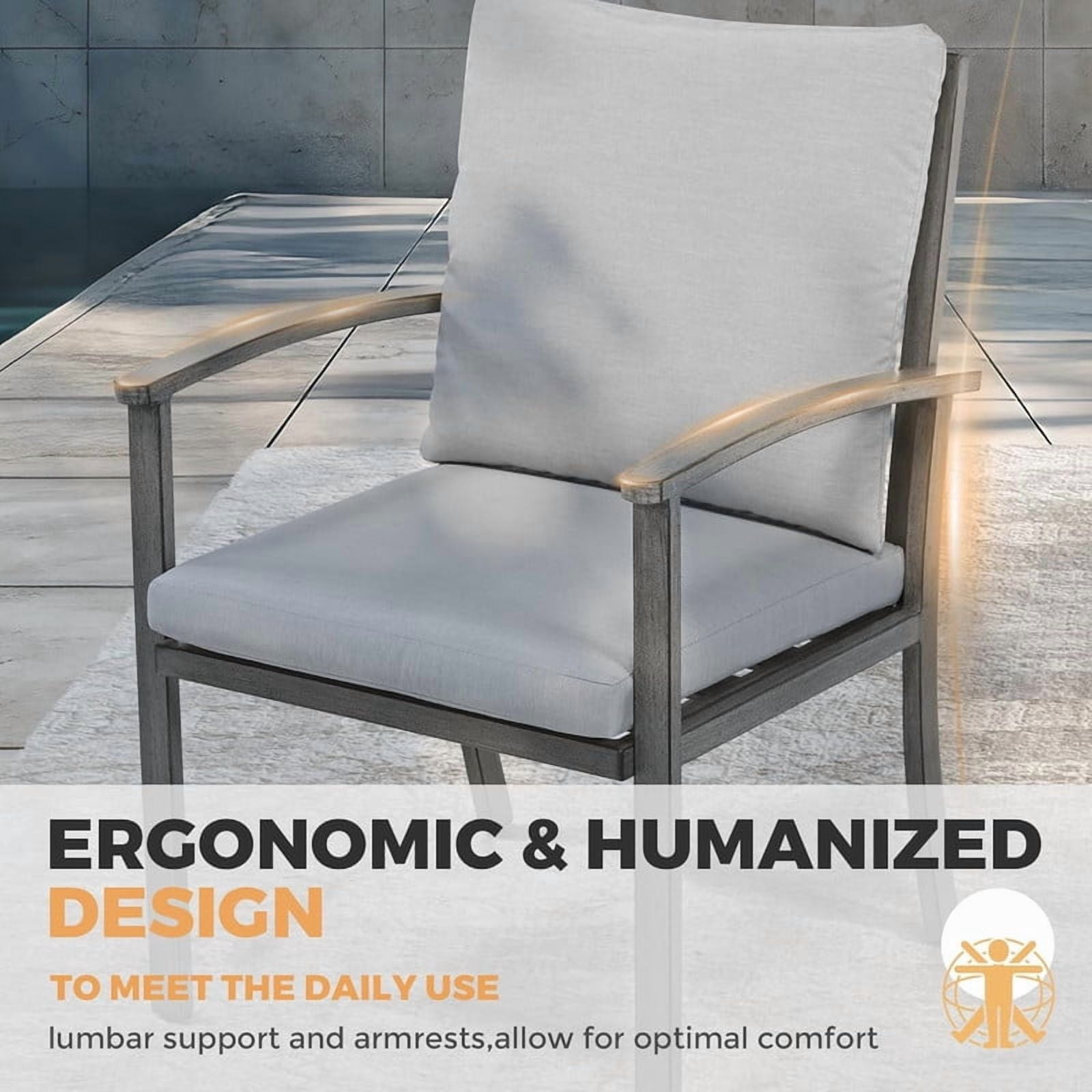 7-Piece Outdoor Dining Set, Aluminum Patio Dining Set for 6 Includes 1 Rectangular Table, 4 Dining Chairs, and 2 Swivel Chairs with Cushions