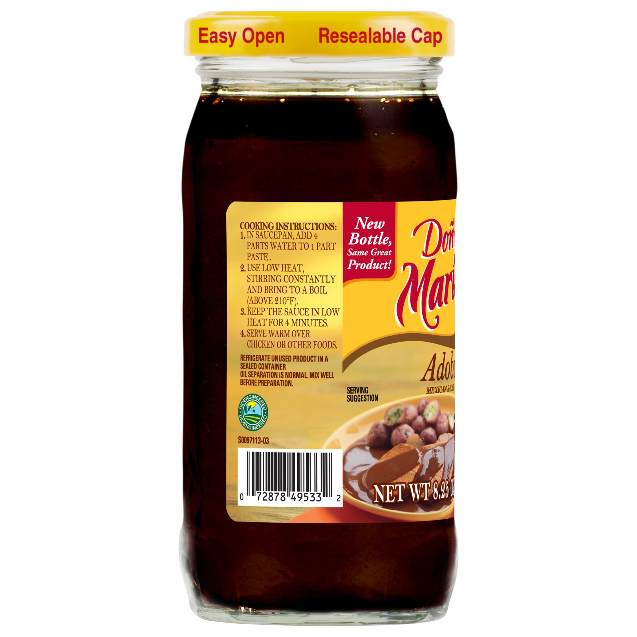 (4 pack) DOÑA MARÍA Adobo Mole, Cooking Sauces & Marinades, Shelf Stable, 8.25 oz Glass Jar