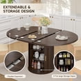 thumbnail image 4 of 47"-63" Extendable Round Dining Table for 4–8 with Storage, Mid Century Modern Farmhouse Wood Oval Dinner Table with Pedestal Base for Kitchen, Living Room (Coffee Brown), 4 of 7