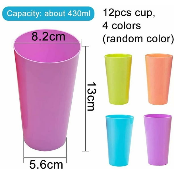 Verre en Plastique Coloré (9 Pcs) - (450 ml) Gobelet en Plastique  Réutilisable - Verre à boire pour les Fêtes, les Mariages, le Camping, la  Plage et