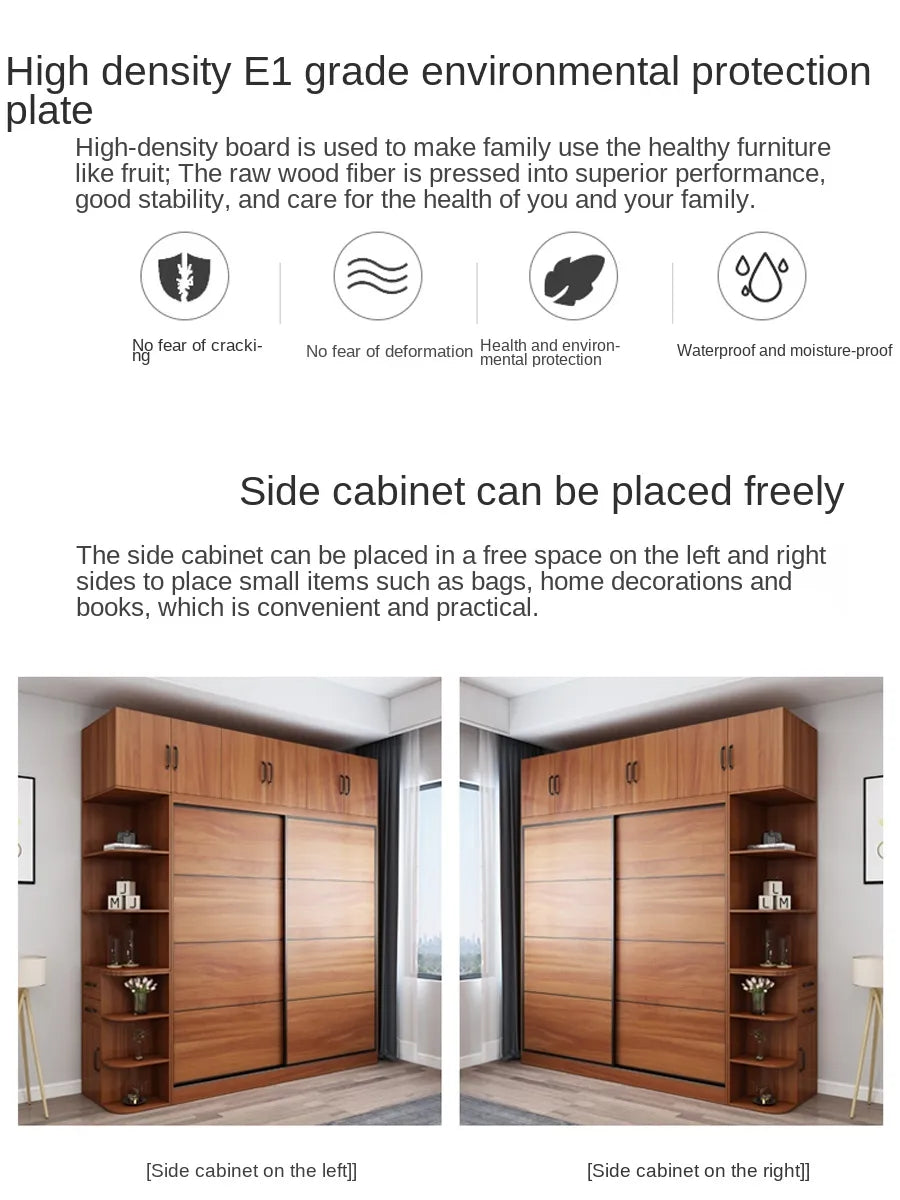 Sliding door wardrobe sliding door wooden wardrobe assembly bedroom household locker