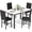 WHite/Black, variant on AWQM Dining table set for 4 with modern faux marble tabletop and 4 velvet upholstered chairs, compact space-saving dining table for apartments, kitchens, dining rooms, breakfast nooks, gray   white
