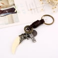 thumbnail image 2 of Retro woven resin wolf tooth leather keychain punk leather keychain, 2 of 3
