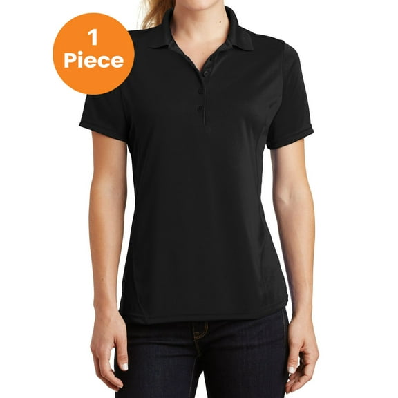 Sport-Tek L475 Ladies Dry Zone Raglan Accent Polo Shirt , Black, 3XL, Tshirts for Women