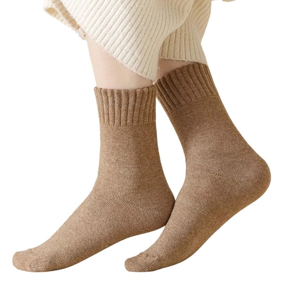 Bibifish Womens Socks Solid Color Winter Thickened Thermal Socks Cozy Fall Winter Cold Weather Daily Wear Above Ankle Socks For Ladies