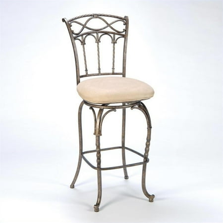 Backplate Antique Pewter Finish Kendall Counter Stool with Memory Swivel, Fawn Faux Suede, Pewter with Antique Bronze Finish ()