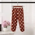 thumbnail image 3 of Tfken Pants For Girls Toddler Taper Casual Polka Dot Elastic Waist Flannel Fleece Trousers Khaki Size 3-4 Years, 3 of 3