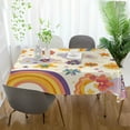 thumbnail image 3 of Yayeee Tablecloths 60" x 120" Rectangle Wrinkle Resistant Party Table Cover, Beige Retro Rainbow, 3 of 8