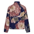 thumbnail image 6 of Jackets for Women Winter Coat Jackets Flannel Stand Collar Jacket(Navy Floral Peony Textile Design,Size:S-4XL), 6 of 7