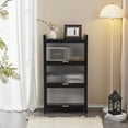 thumbnail image 6 of Bakers Rack with Flip Doors, 3 Tier Kitchen Cabinets with Iron Mesh Design, Kitchen Racks and Shelves for Spices, Pots and Pans, 100LBS Weight Capacity Per Layer, 6 of 9