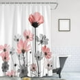 thumbnail image 3 of Pink Shower Curtain, Rustic Elegant Floral Pink and Gray Daisy Flower Bathroom Curtains, Cute Wildflower Design Farmhouse Plant Grey Shower Curtain Liner with Hooks,72x72Inch, 3 of 6