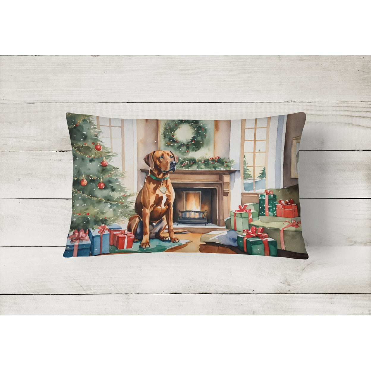 Rhodesian Ridgeback Cozy Christmas Throw Pillow 12 in x 16 in