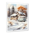thumbnail image 2 of Designart "Winter Cottage Retreat II" Landscapes Framed Wall Art - Country White Camping Travel Bedroom Framed Canvas Wall Art, 2 of 6