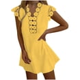 thumbnail image 1 of Robes d'Été pour Femmes Plage Robes d'Été pour Femmes Plage Couleur Unie Sans Manches Décontractée Robe Débardeur en Dentelle, 1 of 8