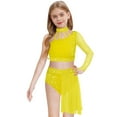 thumbnail image 4 of iiniim Girls Lyrical Dance Glittery Crop Top with Split Skirted Leotard 2 Piece Outfit Ballroom Dancewear Yellow 10, 4 of 6