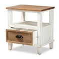 thumbnail image 3 of Baxton Studio Glynn Rustic Farmhouse Weathered Two-Tone White and Oak Brown Finished Wood 1-Drawer End Table, 3 of 9