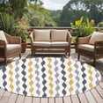 thumbnail image 5 of Yellow Wave Line Round Living Room Rugs 6 ft, Modern Gray Striped Abstract Gradient Washable Area Rug with Non-Slip Sturdy Edge Binding Round Carpet for Kitchen Office Bedroom, 5 of 9