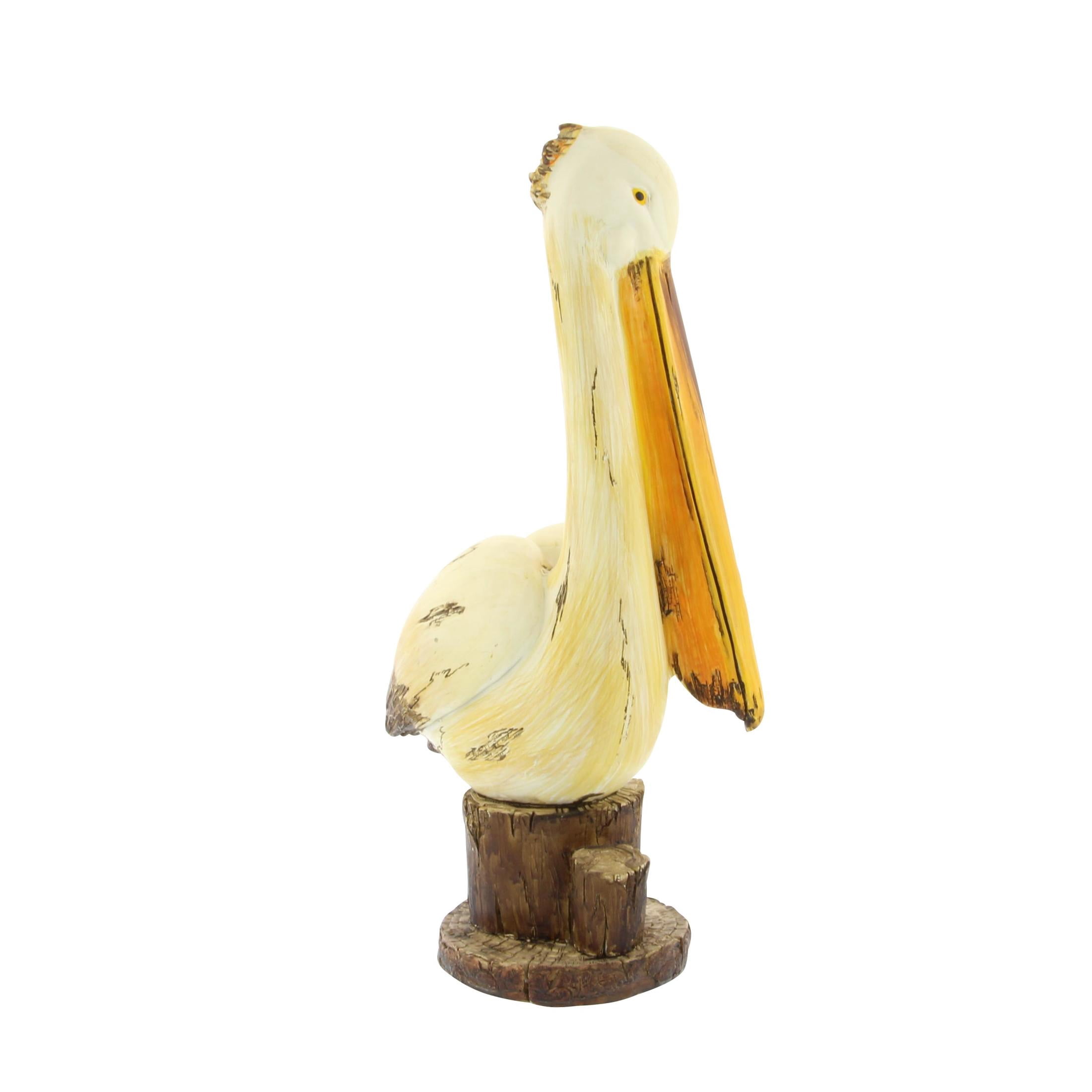 7" x 18" Cream Polystone Pelican Sculpture, by DecMode