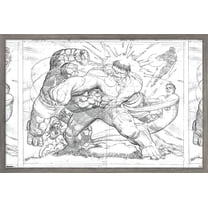 Marvel Sketch - Hulk vs. Fantastic Four Wall Poster, 22.375" x 34" Framed