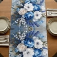 thumbnail image 5 of White Blue Spring Floral 108 Inch Table Runner, Vintage Flowers Pastoral Farmhouse Dresser Scarf Cotton & Linen Tablerunner for Dining/Kitchen Island/Holiday Party Décor 13" x 108", 5 of 9