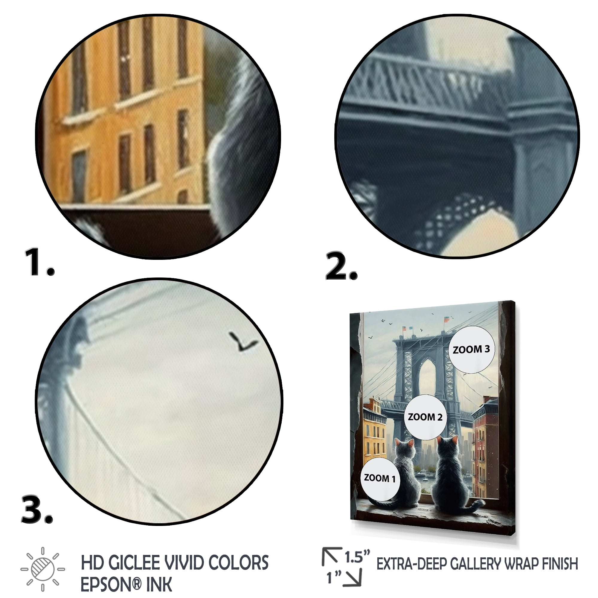 Designart Two Cats In The City II Canvas Wall Art