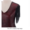 thumbnail image 3 of Summer Dress For Women 1920s Vintage Flapper Great Gatsby Fringe Beaded Dresses Prom Cocktail Prom Sequin Tassels Size S-3XL,Black And Red,M, 3 of 10