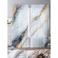 thumbnail image 2 of Abstract Sheer Curtains 84 inches Long 2 Panels Set Grey White Marble Texture Golden Lines Tiers Sheers Rod Pocket Small Window Short Curtains for Kitchen Cafe, Each 52" W x 84" L, 2 of 7