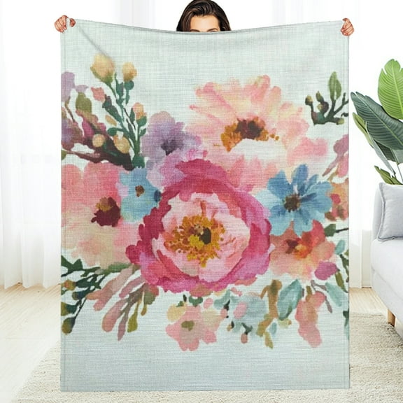 FCXZI Home Leisure Flannel Blanket Flowers Lightweight Reversible 30*40in