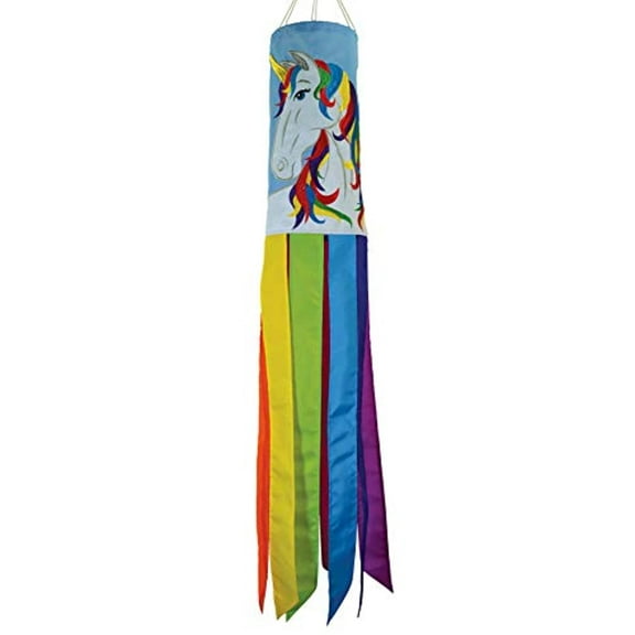 In The Breeze 5069 — Unicorn 40" Windsock — Colorful and Fun Fairytale Windsock — Embroidered and Applique Construction