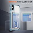 thumbnail image 4 of Design for iPhone XS Max Case with Card Holder, Wallet Ring Holder Kickstand Case Clear Slim Four Corner Enhanced Protective Cover Anti-Scratch Shockproof Phone Card Case for iPhone XS Max, Blue, 4 of 8