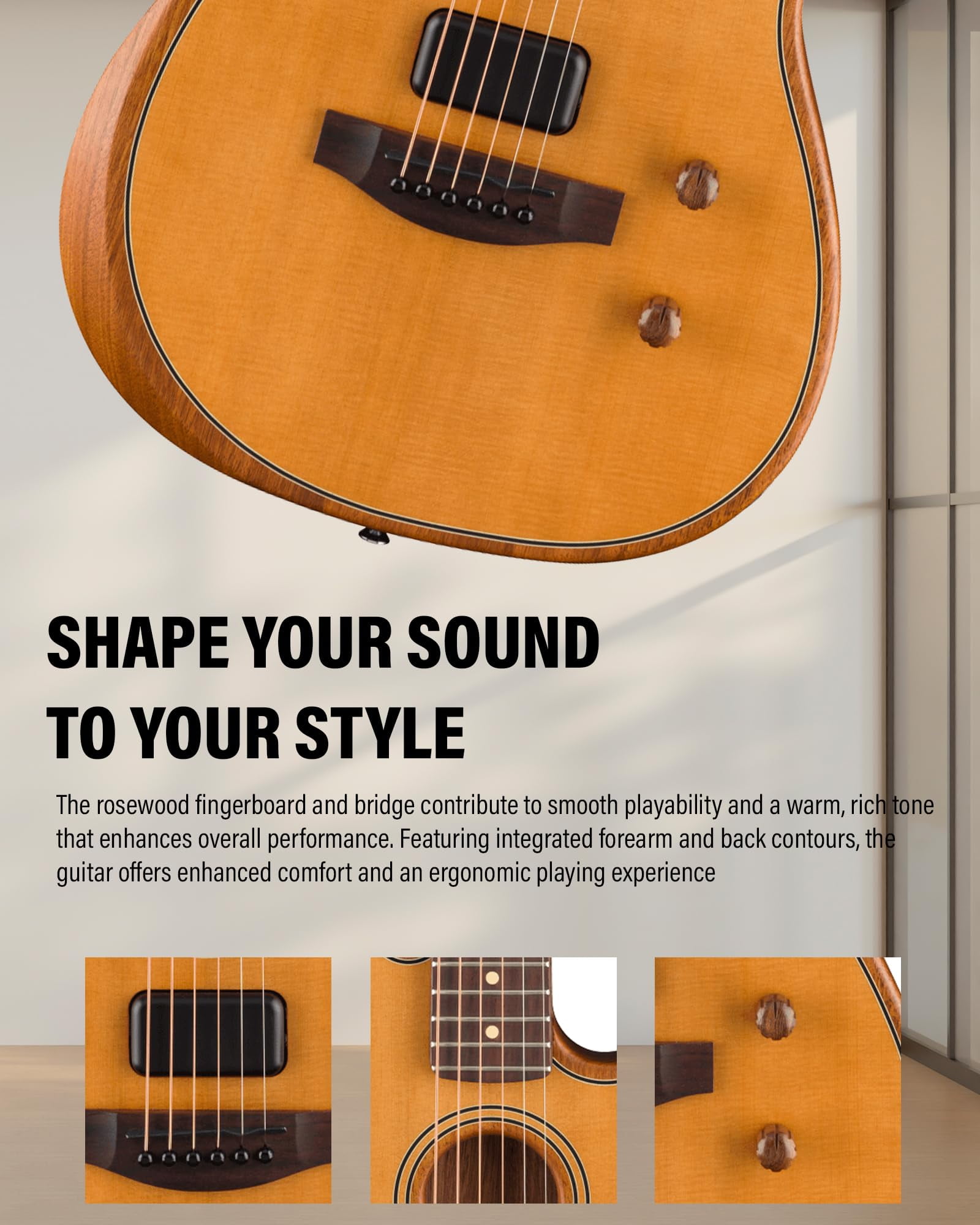 Fender Acoustasonic Standard Telecaster - Aged Natural Bundle with Strap, Guitar Cleaning Kit and Austin Bazaar Instructional Video