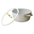thumbnail image 1 of Thyme & Table 5.5 QT Non-Stick Signature Ribbed Dutch Oven - White & Gold, Dishwasher Safe, 1 of 6