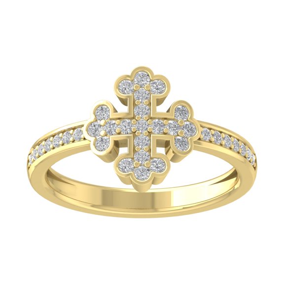 Araiya 10K Yellow Gold Diamond Cross Band Ring (1/3 cttw, I-J Color, I2-I3 Clarity), Size 7.5