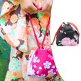 thumbnail image 1 of Bolso con cordón BLESIY japonés portátil Kimono Cosplay viaje maquillaje monedero Vino, 1 of 7