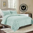 thumbnail image 2 of Elegant Comfort Luxurious Fluffy 3-Piece Faux Rabbit Fur Comforter Set - All Season Warm Down Alternative - Ultra Soft, Plush Micro-Mink 3PC Bedding Set with Matching Shams, King, Sage, 2 of 5