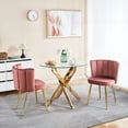 thumbnail image 3 of Pink Dining Chair Set with Golden Iron Legs and Ergonomic Seats / Ideal for Dining and Living Areas, 3 of 5