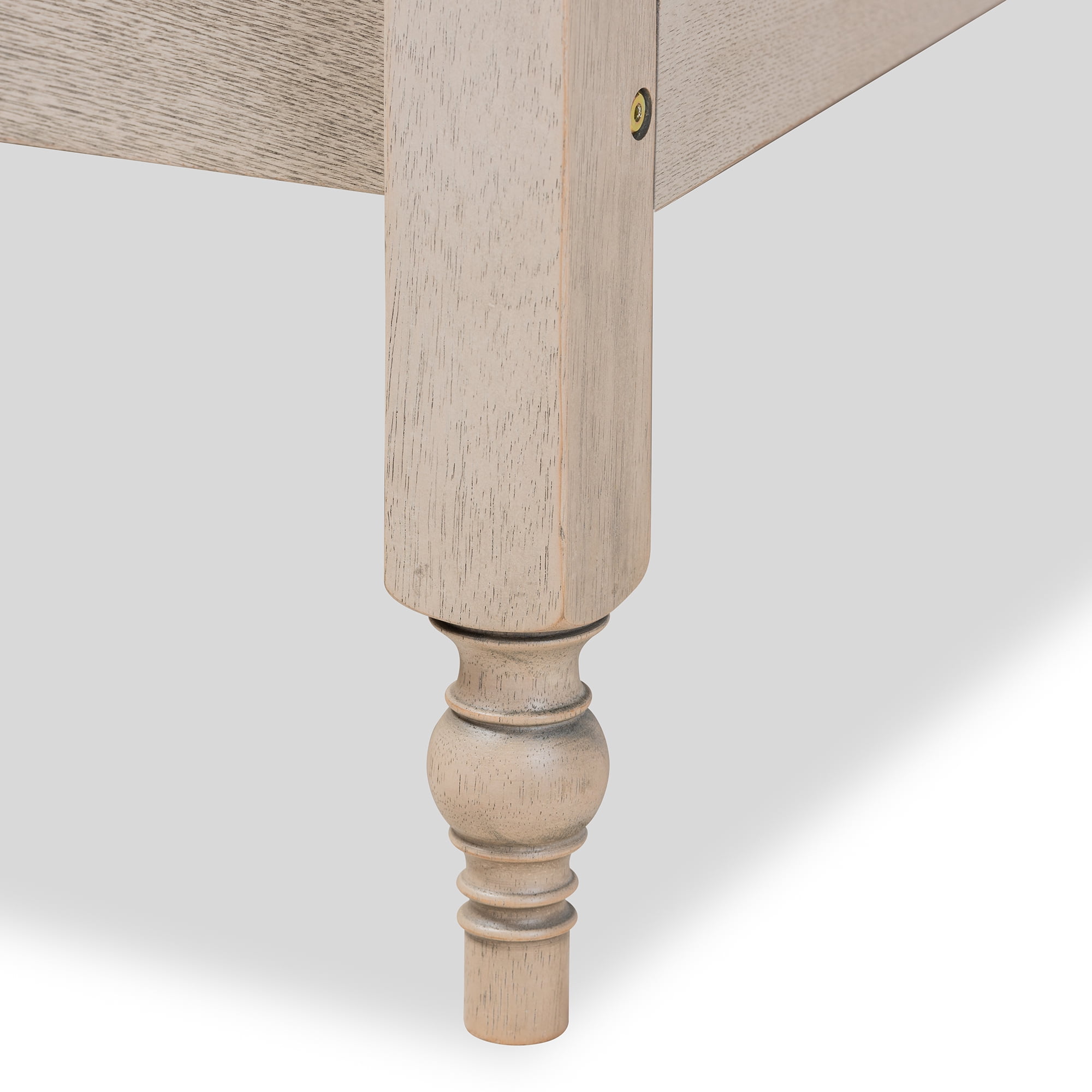 Baxton Studio Laure French Bohemian Antique White Oak Finished Wood King Size Platform Bed Frame