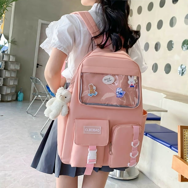 Bolsa 4 unids set Kawaii Mochilas Colegio Adolescente Mochila Mujeres Mochila de Hombro Ndcxsfigh Para Estrenar Walmart en linea