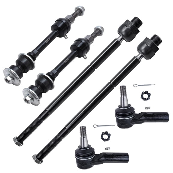 Detroit Axle - Front Sway Bars   Inner and Outer Tie Rods Replacement for 2006-2008 Dodge Ram 1500 5-Lug - 6pc Set