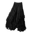 thumbnail image 2 of Women's Flared Mesh Midi Skirt, Embroidered Love Pattern Tulle Skirt, Romantic Layering Skirt for Date Night or Special Events, Black - One Size, 2 of 6