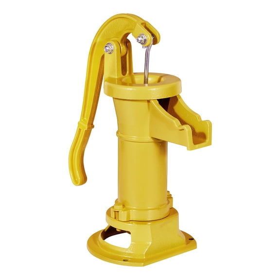 KFFKFF Antique-Style Cast Iron Hand Water Pump, 25 ft Lift Capacity, Manual Operation with 1-1/4 in NPT Connection, Ideal for Outdoor Gardens, Ponds, Backyards, and Farms, Yellow
