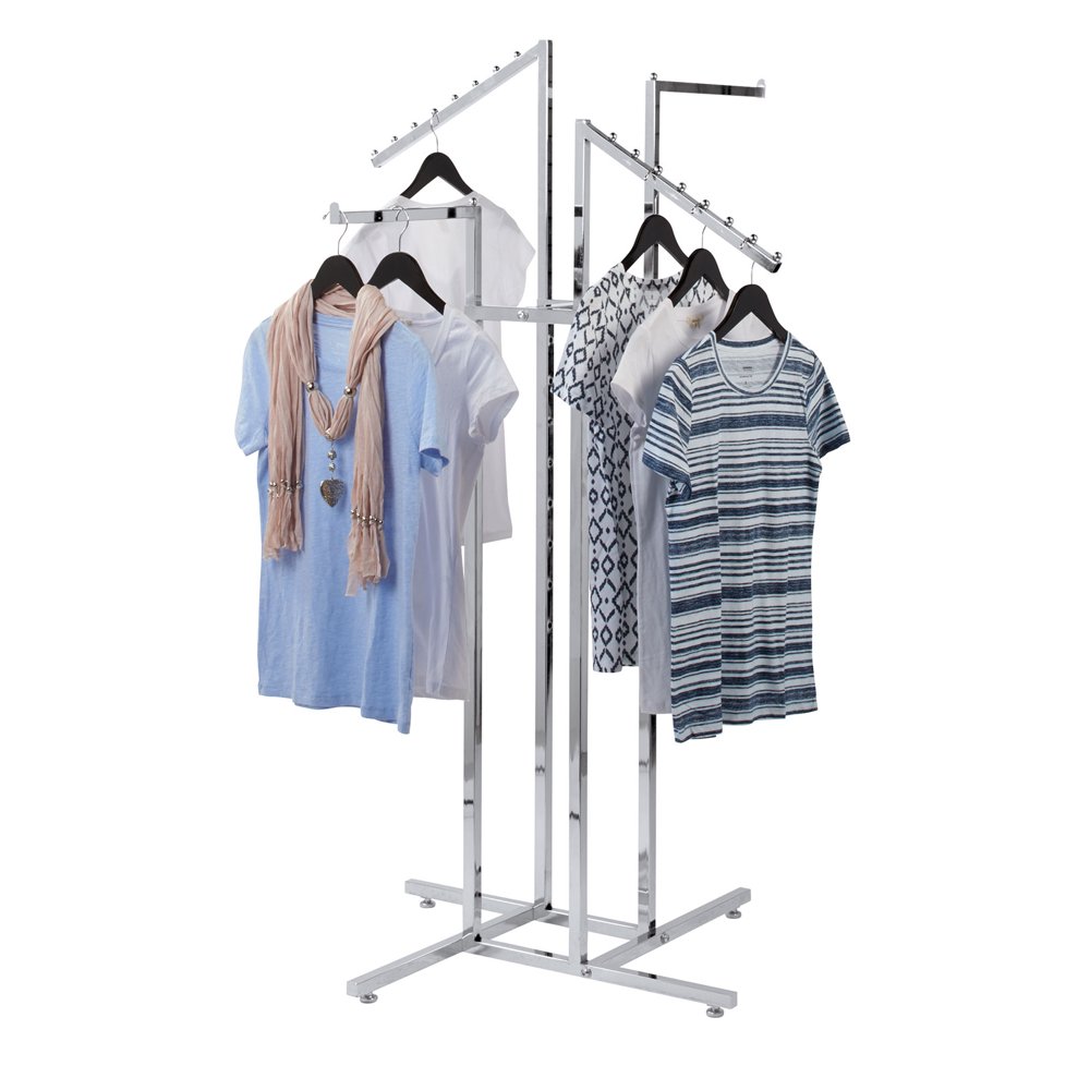4 Way Clothing Rack with 2 Straight Arms
