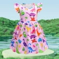 thumbnail image 2 of Baby Girl Dresses Summer Cotton Animal Dinosaur Print Girls Boho Dresses,Size 5 Years-6 Years, 2 of 9