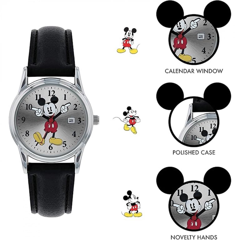 Disney Ladies Mickey Mouse Watch Japan Movement Black Leather Strap New Unused Amazon.com: Disney Mickey Watch - Watch for Women - Mickey  main image 3